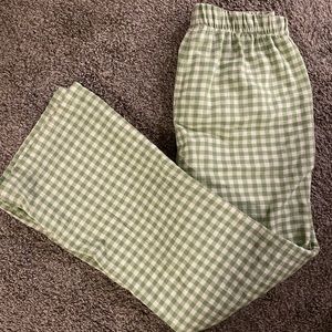 Green plaid cotton pants